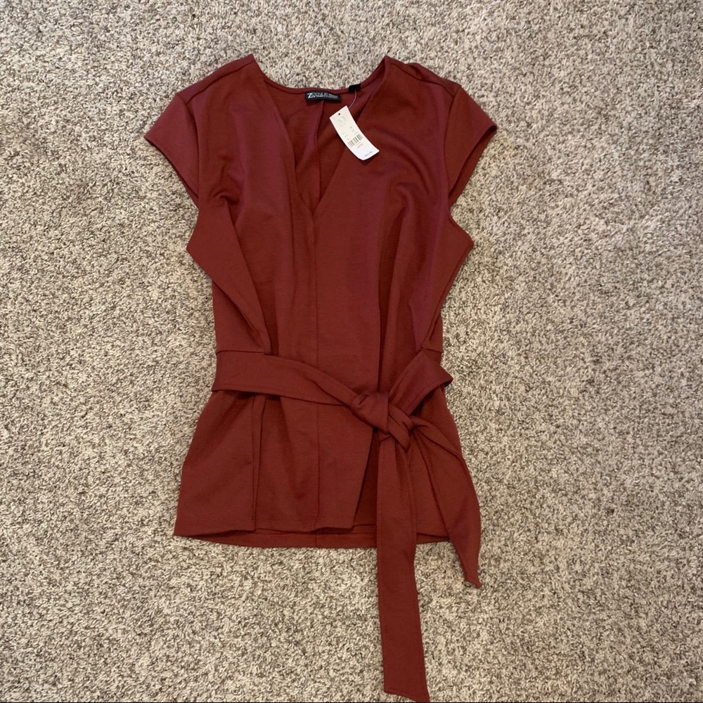 Cap Sleeve V-Neck Blouse
